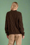 Cable Knit Crewneck Sweater - Cocoa