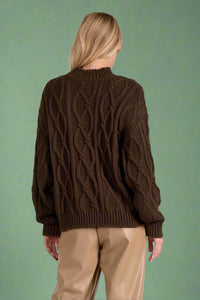 Cable Knit Crewneck Sweater - Cocoa