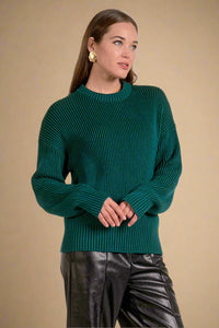 Ribbed Ombre Crewneck Sweater - Teal