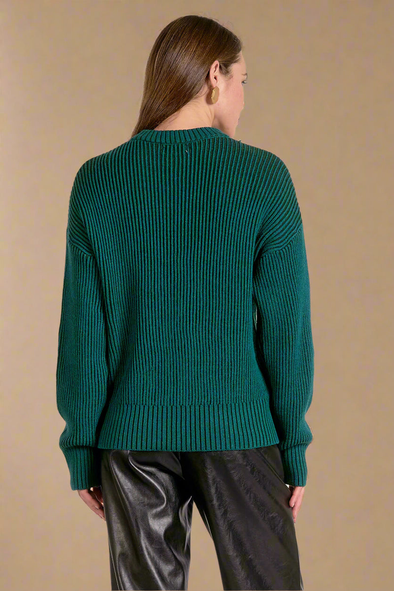 Ribbed Ombre Crewneck Sweater - Teal
