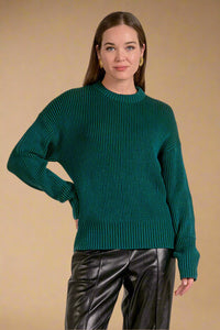Ribbed Ombre Crewneck Sweater - Teal