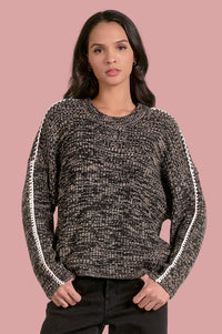 Crewneck Blanket Sweater - Black White