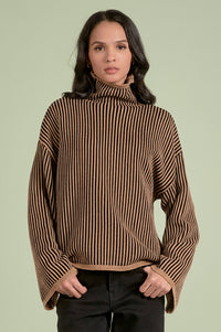 Striped Elan Sweater - Tan Black