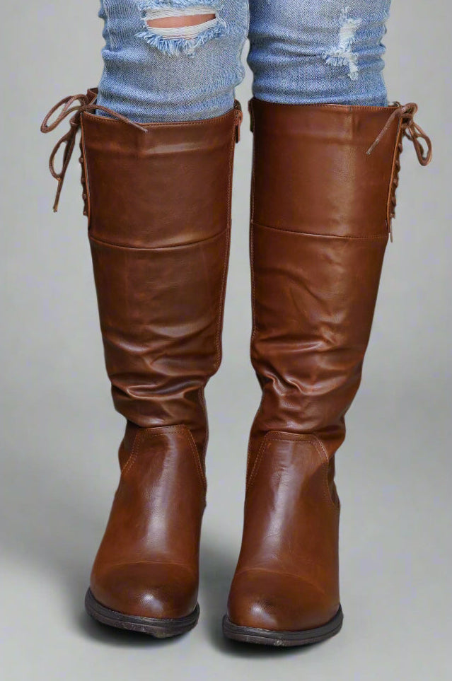 Gossip Side Tie Boot Brown