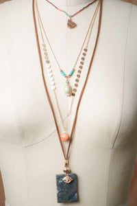 Boho Stone + Shell Layered Necklace