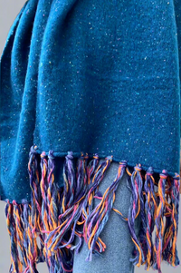 Multi Color Fringe Scarf Cobalt