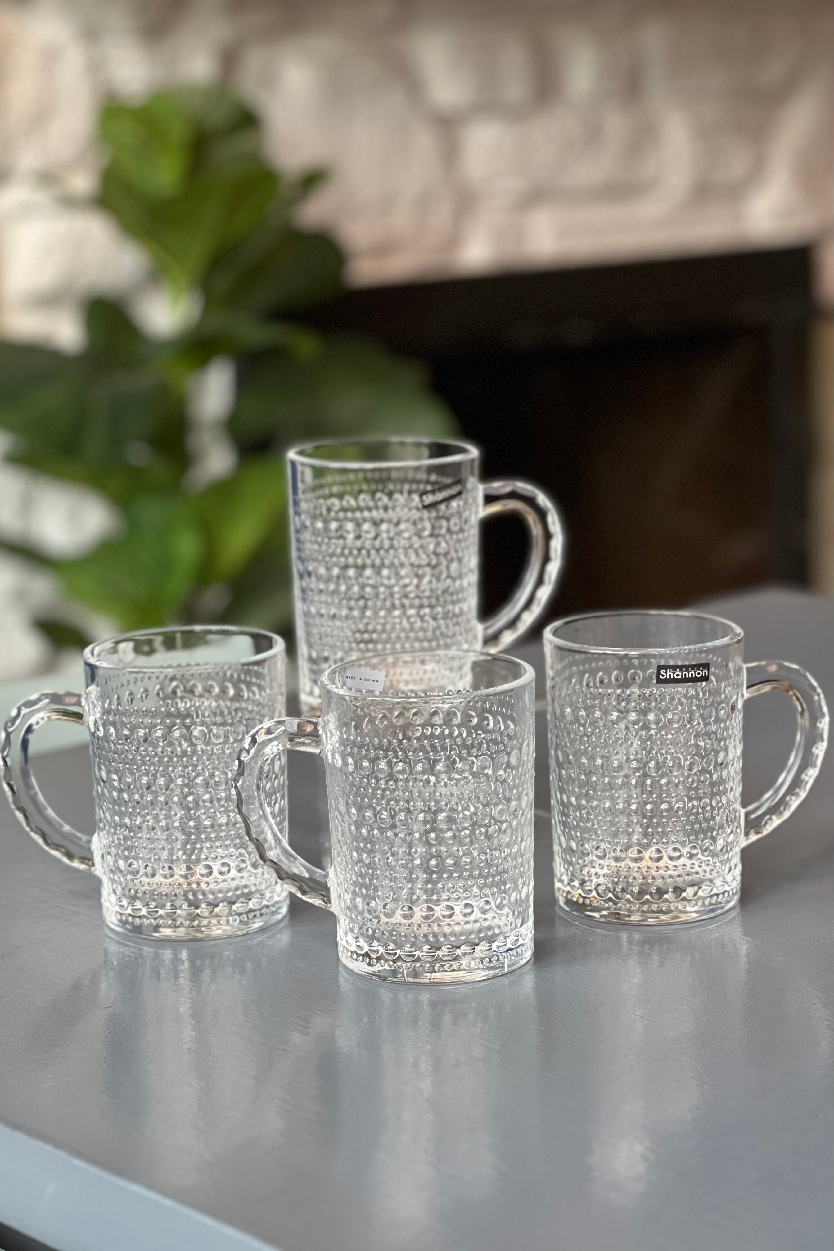 Godinger Claro Footed Mug, Set of 4 - Clear