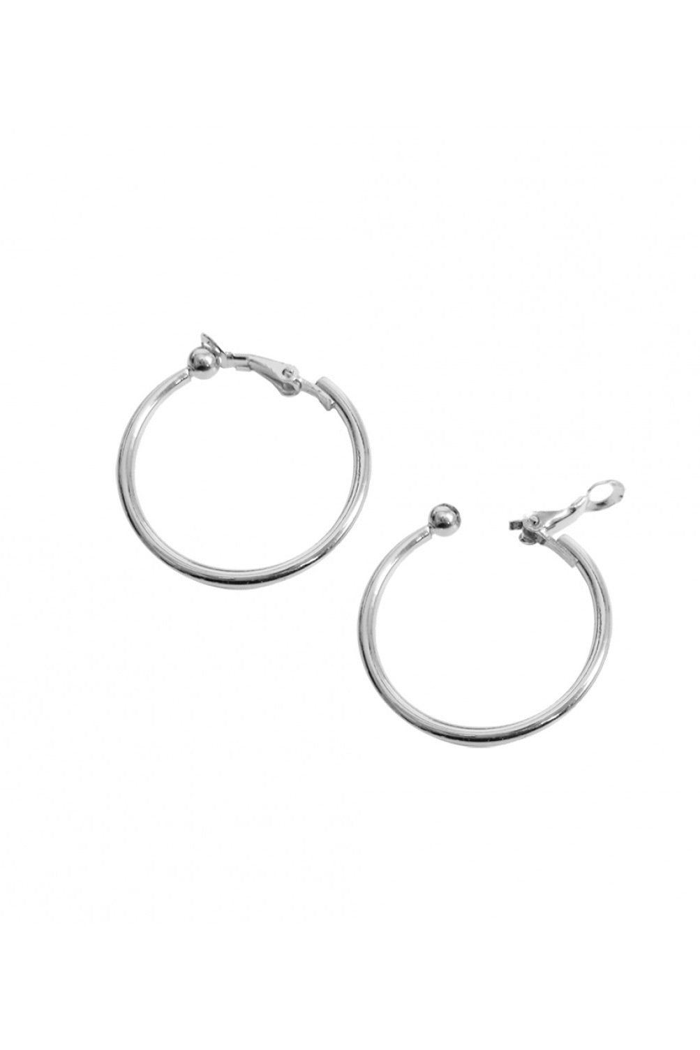 Simple Silver Clip Hoop Earrings Shiny Small Classic – Spot