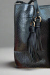 Olivia Snake Print Hobo Black