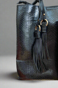 Olivia Snake Print Hobo Black