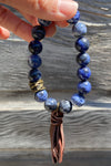 Round Bead Leather Tassel Bracelet