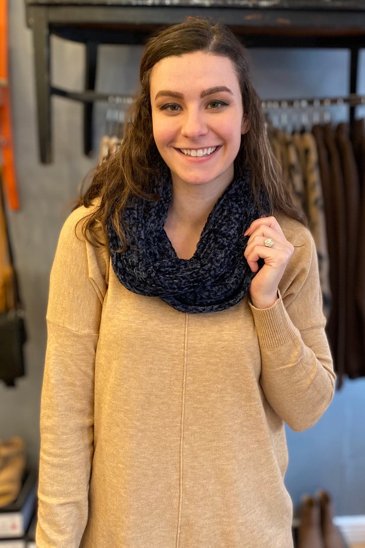 Chunky Knit Infinity Scarf Blue Catherine Collections Cableknit Soft – Spot