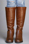 Lace Up Knee High Bootie Cognac