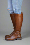 Lace Up Knee High Bootie Cognac