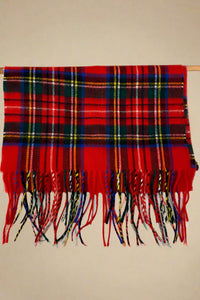 Plaid Fringe Scarf Red