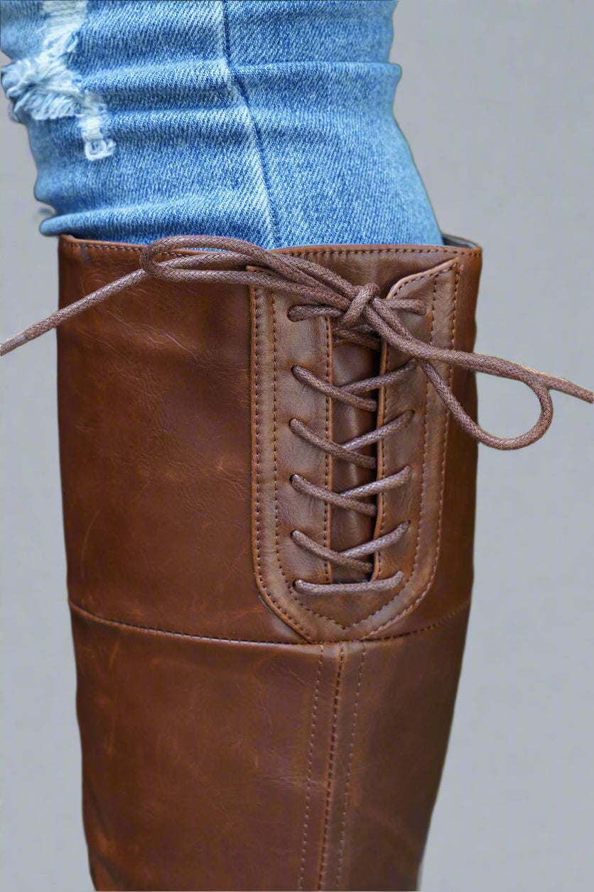 Gossip Side Tie Boot Brown