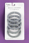 A set of 5 grey silicone teething links. 