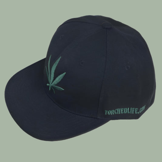 Black Embroidered Weed Hat