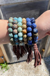 Round Bead Leather Tassel Bracelet