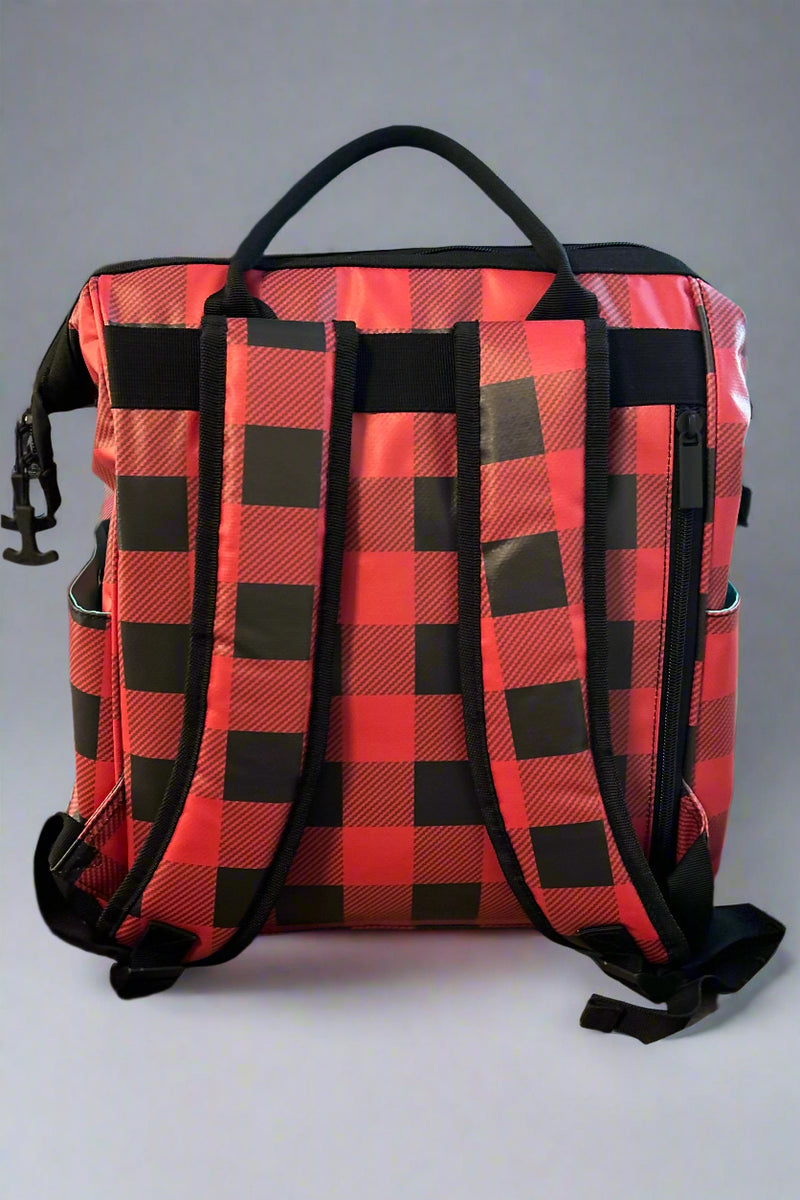 Buffalo Plaid Backpack Cooler