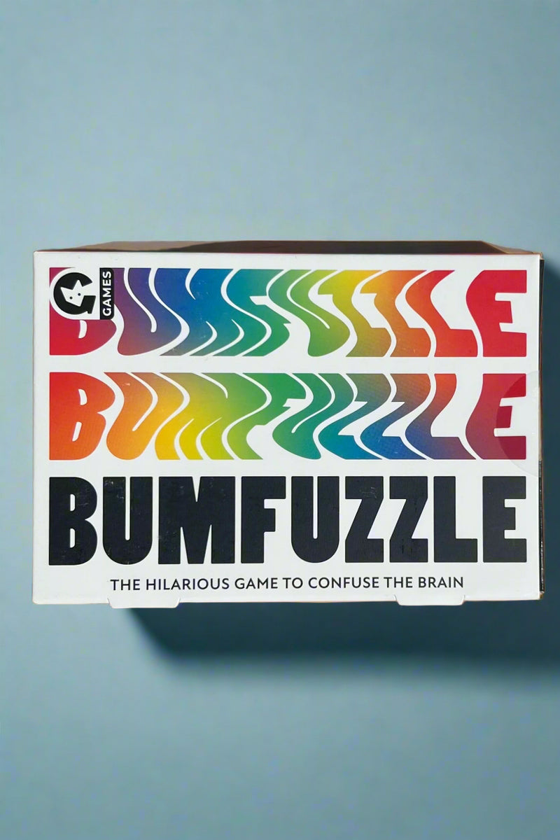 A party card game of quick thinking, words, and colors called Bumfuzzle.