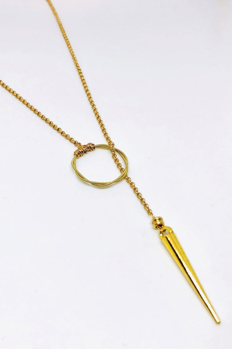 ReStrung Jewelry - Dagger Lariat Necklace Gold
