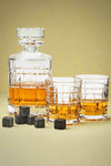"On the Rocks" Connoisseur Gift Set Includes: Decanter, 2 DOF Glasses, and 6 Marble Ice Stones in Giftbox.