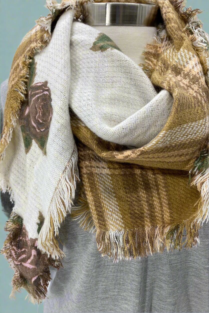Triangle Print Scarf Mustard
