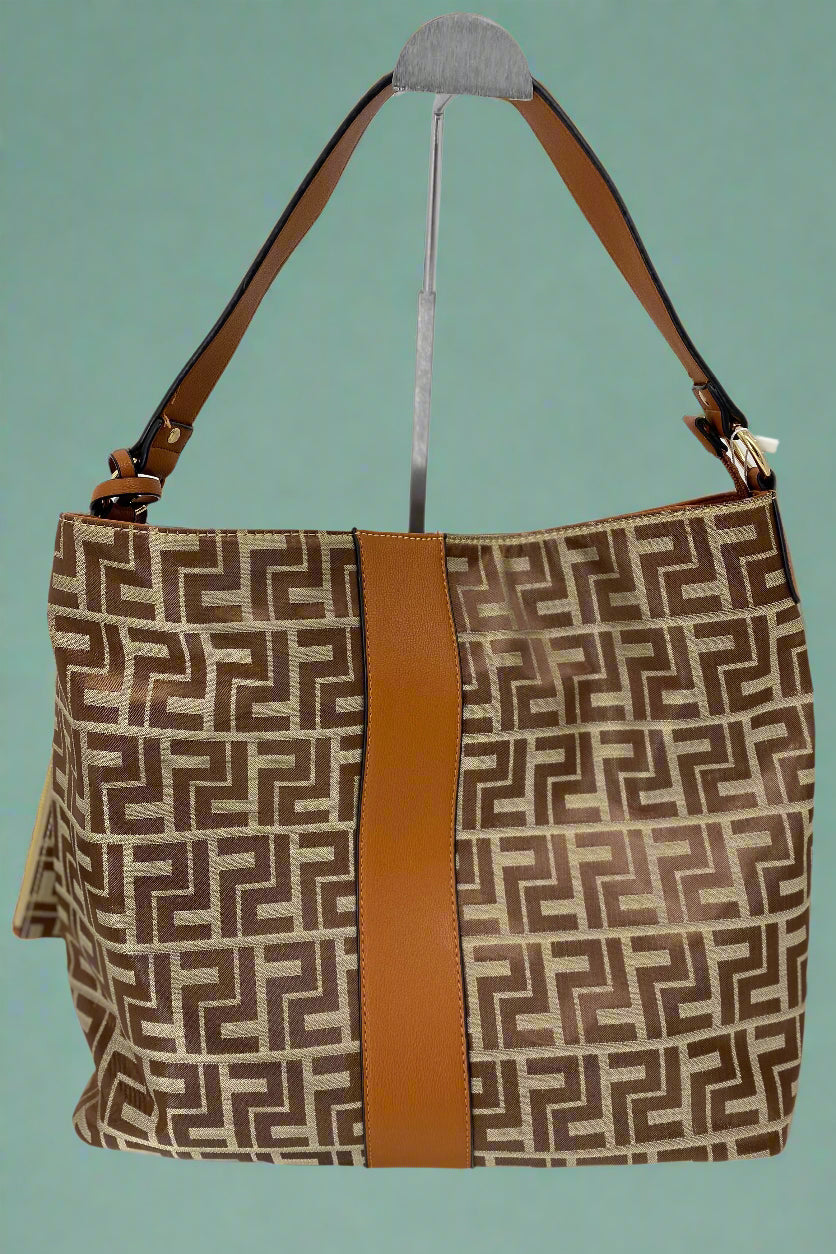 Metallic Print Bag Brown