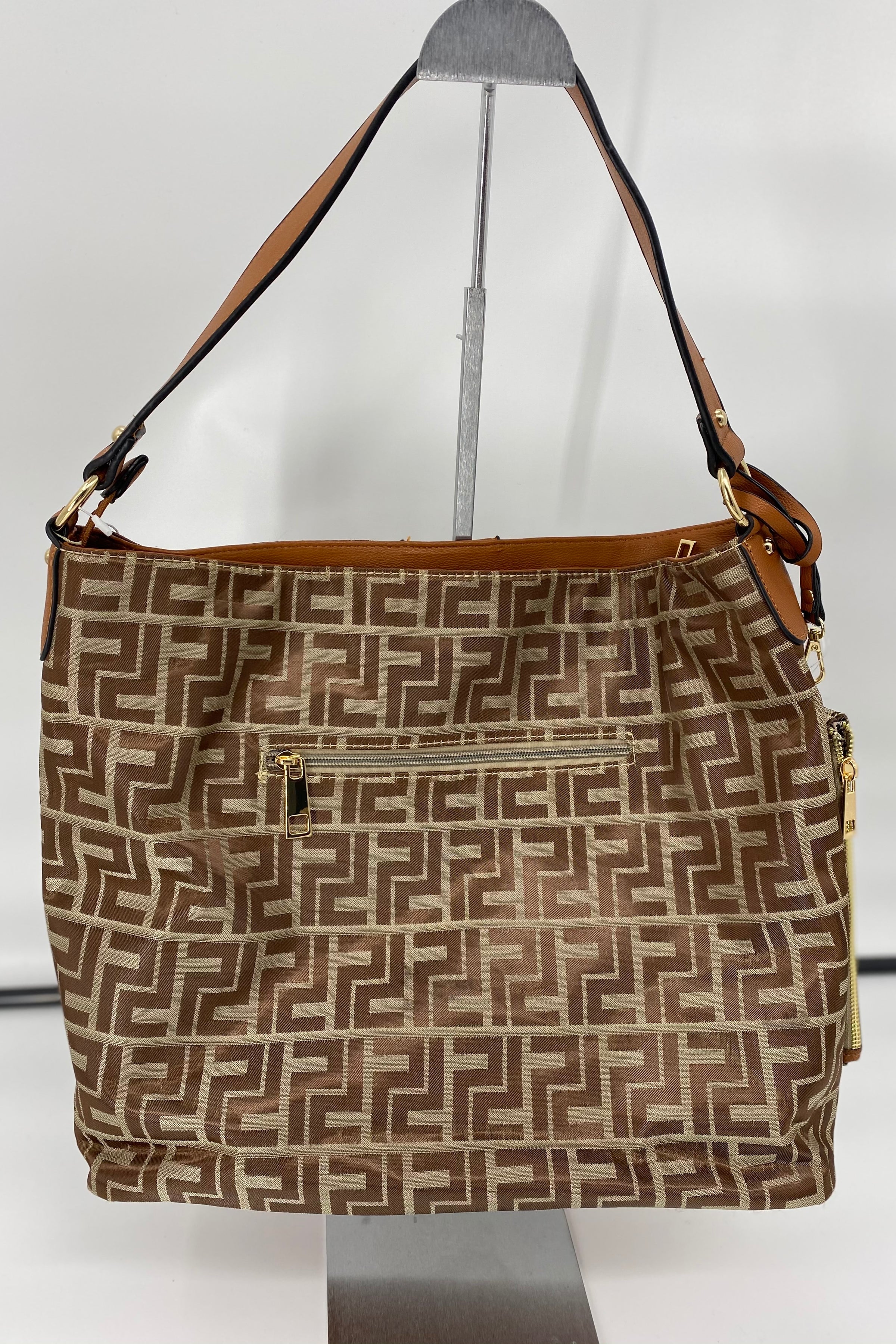 Metallic Print Bag Brown