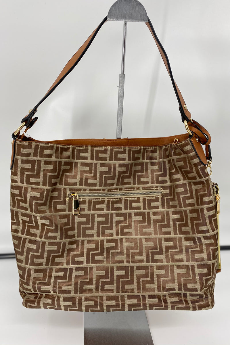 Metallic Print Bag Brown
