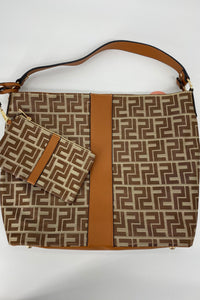 Metallic Print Bag Brown