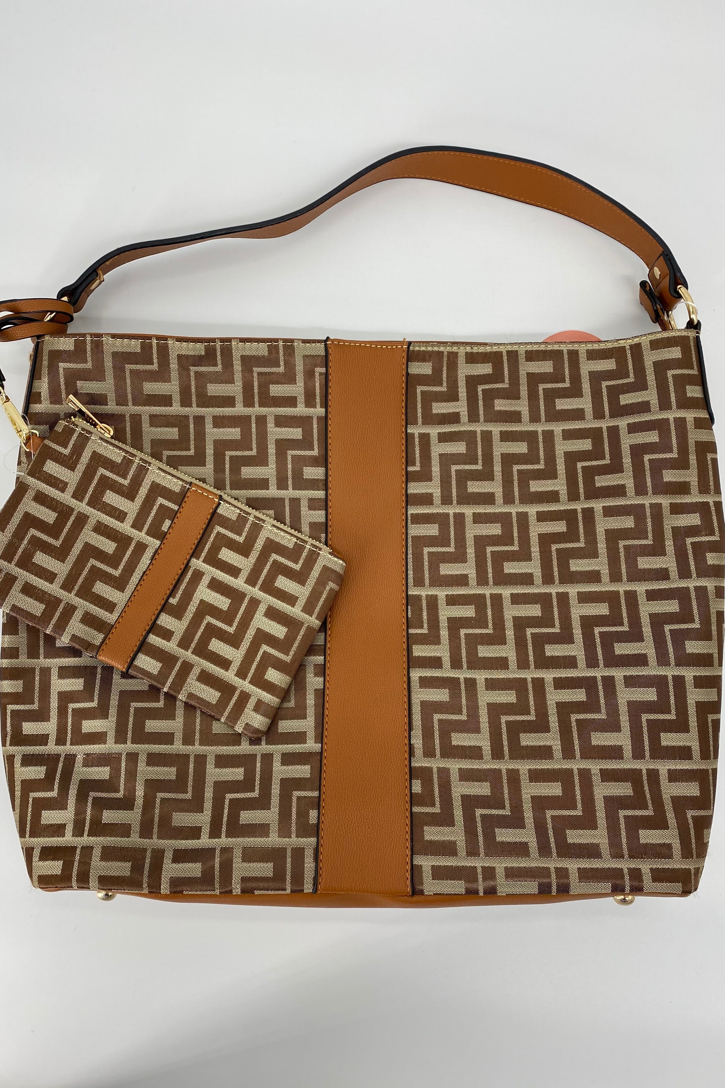 Metallic Print Bag Brown