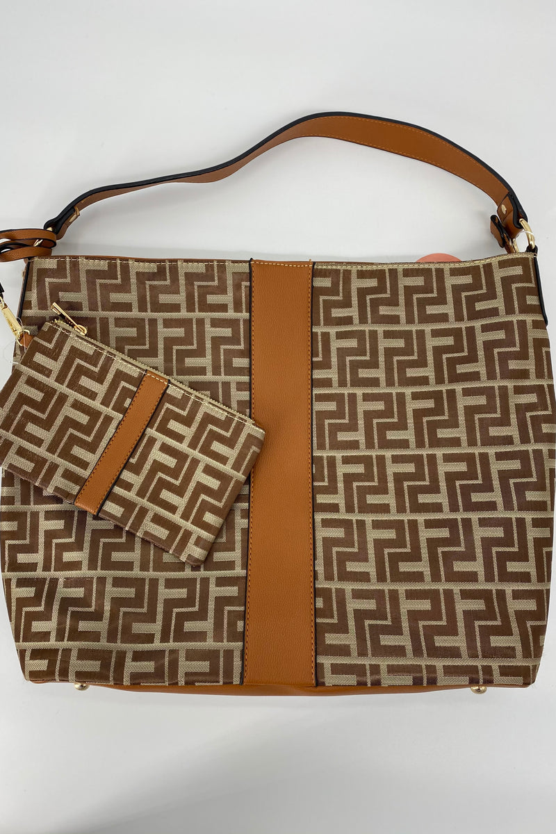 Metallic Print Bag Brown