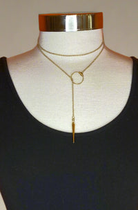 ReStrung Jewelry - Dagger Lariat Necklace Gold