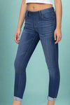 Mid Rise Elastic Waist Crop Dark C104