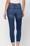 Mid Rise Elastic Waist Crop Dark C104