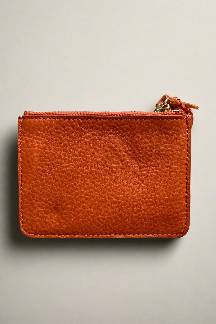 Leather Credit Card Holder Orange