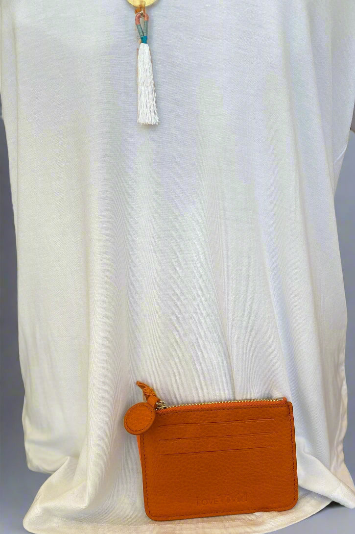 Leather Credit Card Holder Orange