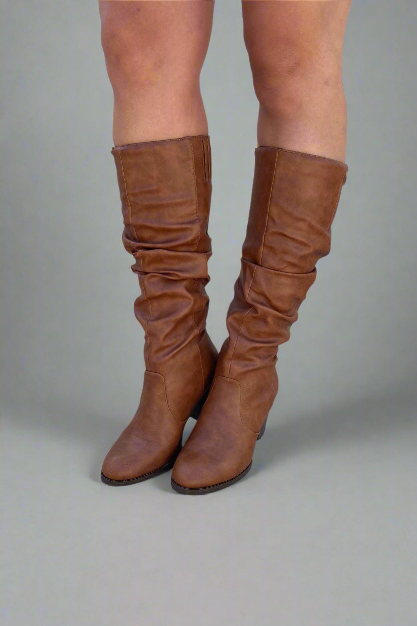 Tyson Ruched Boots Rust