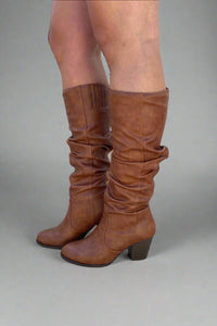 Tyson Ruched Boots Rust