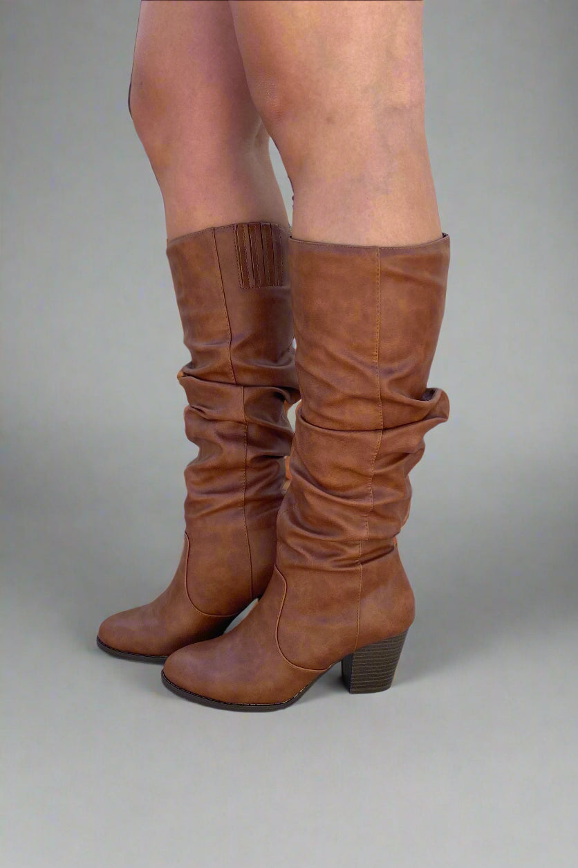 Tyson Ruched Boots Rust