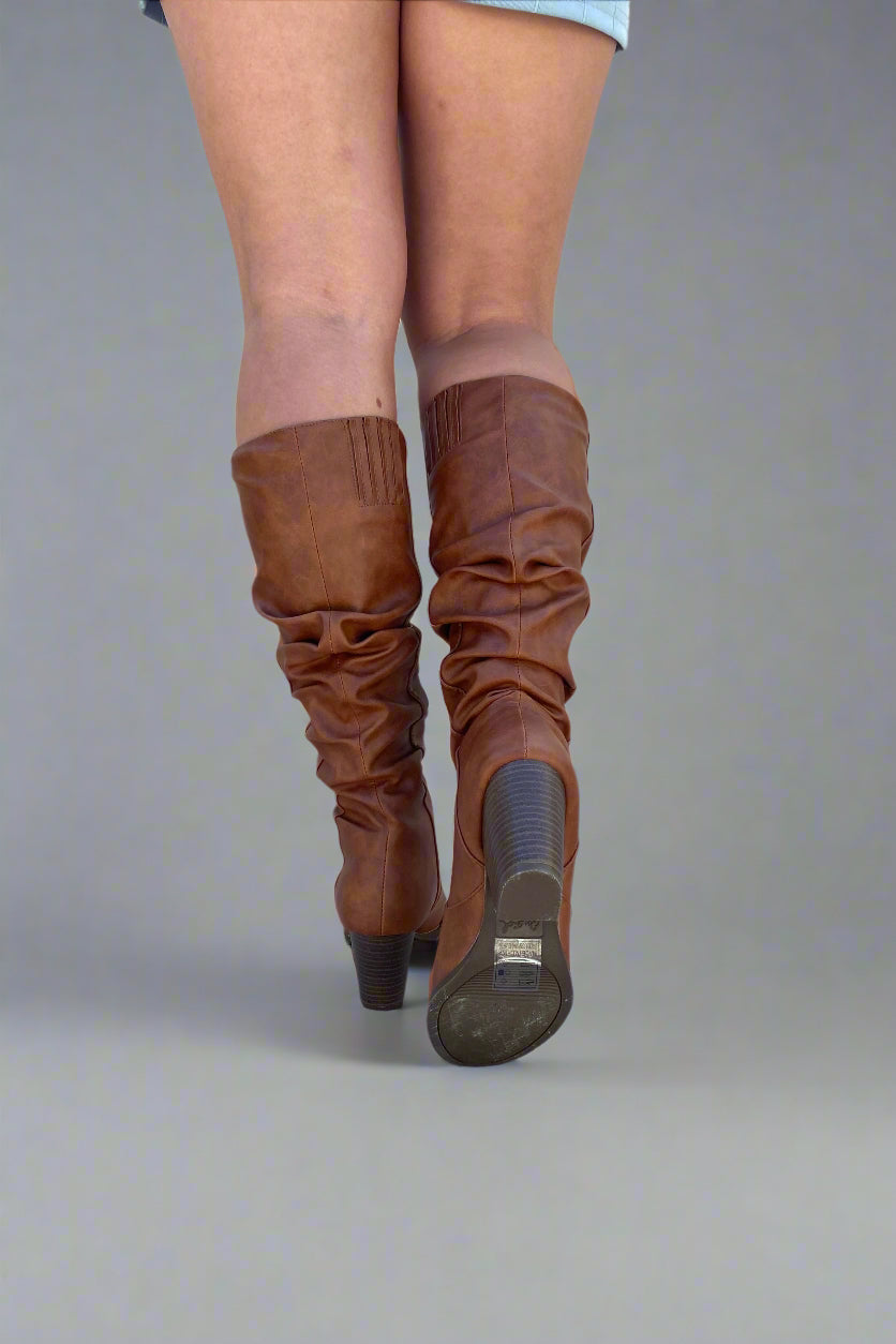 Tyson Ruched Boots Rust