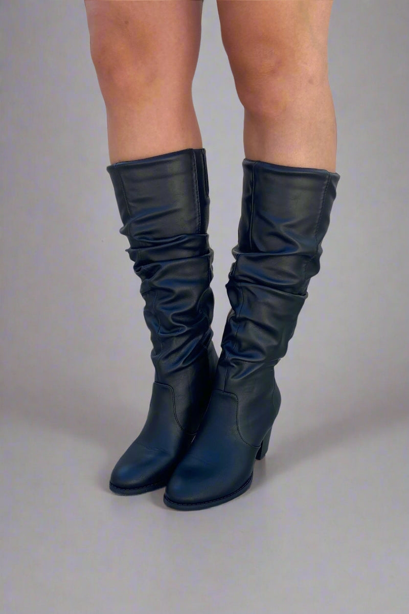 Tyson Ruched Boots Black