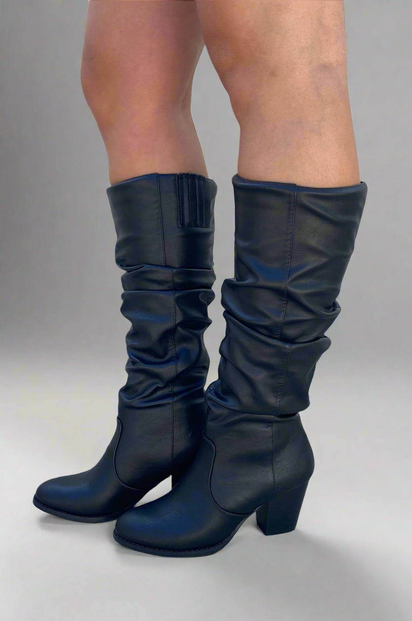 Tyson Ruched Boots Black